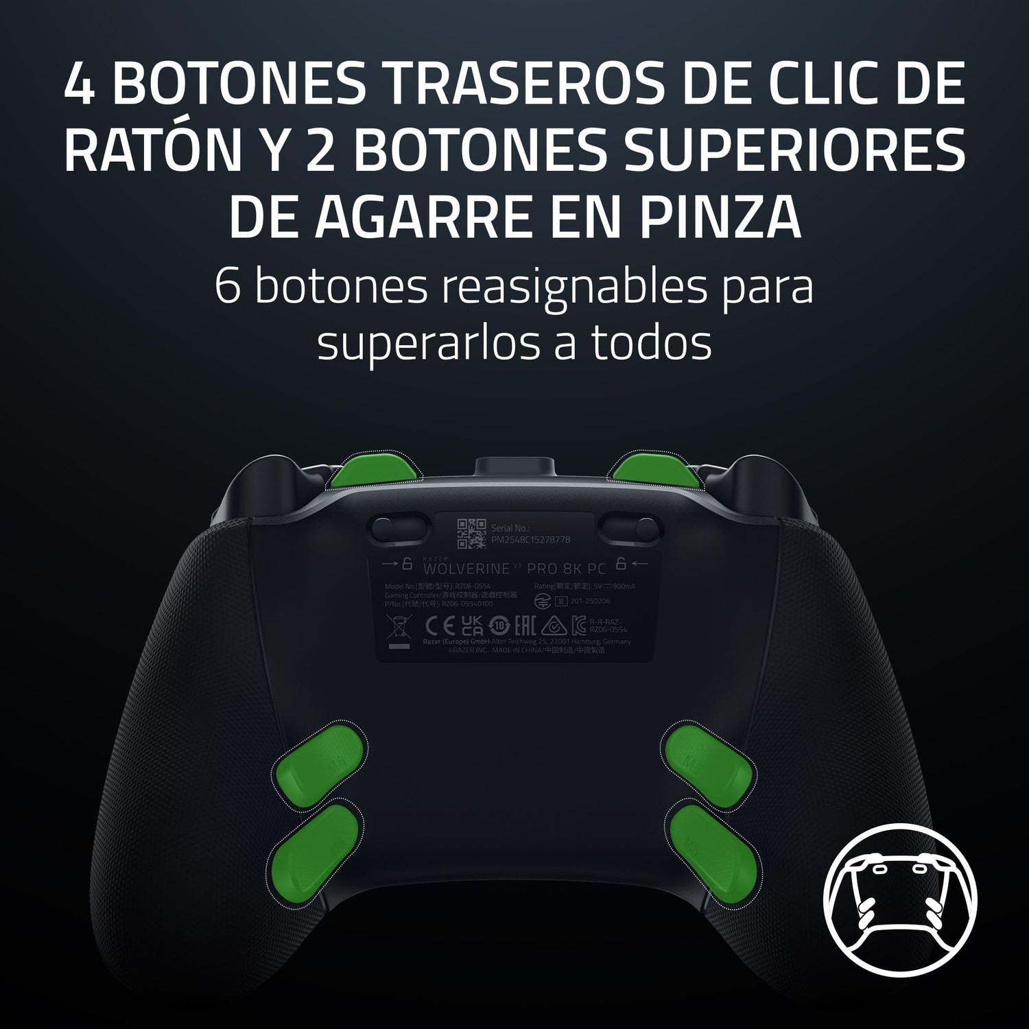 Razer Wolverine V3 Pro 8K PC - Mando inalámbrico de esports para PC (8K Hz HyperPolling, Palancas de mando TMR con cubiertas intercambiables) Negro