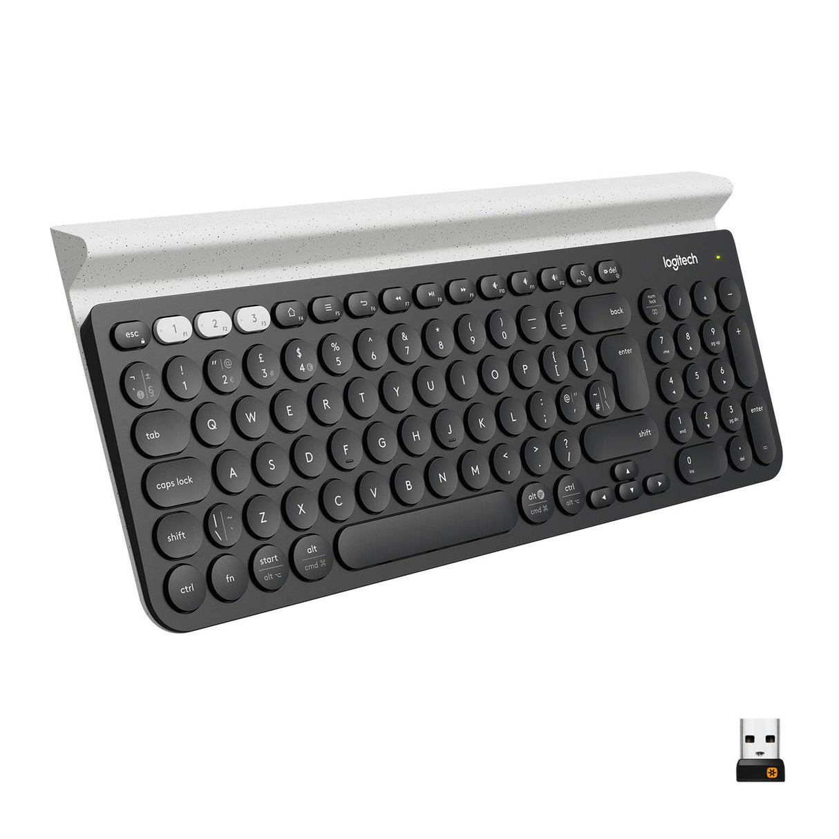 Logitech K780 RF Wireless + Bluetooth QWERTY Pan Nordic Gris, Color Blanco Teclado – Teclados (RF Wireless, Inalámbrico, Universal)