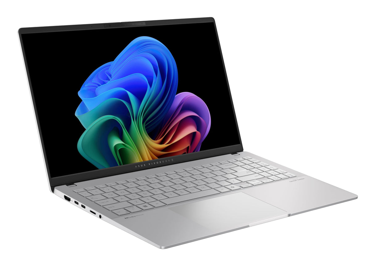 ASUS Vivobook S 15 OLED S5507QA-MA012W Copilot+ PC - Ordenador Portátil 15.6" Wide Quad HD+ 120Hz (Qualcomm Snapdragon X1P42100-16GB RAM- 512GB SSD- Adreno GPU- Windows 11 Home) Plata Fría - Teclad