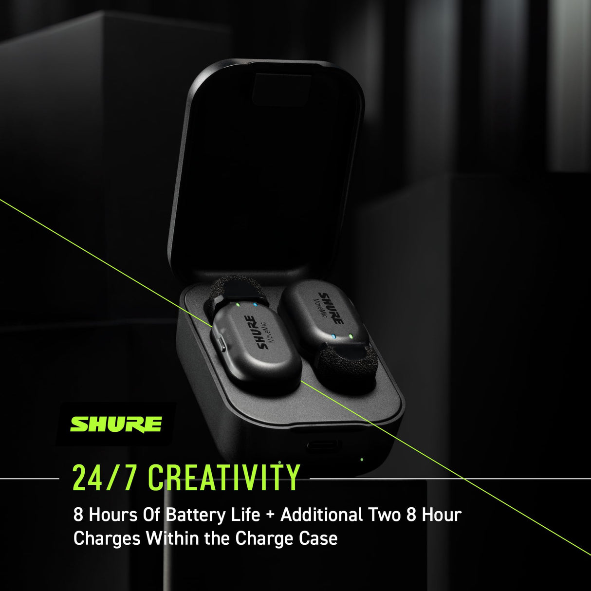 Shure MoveMic One - Pro Direct to Phone Micrófono inalámbrico Lavalier para iPhone y Android, Bluetooth Mini Mic, Carga de 24 horas, Configuración rápida, IPX4, Compact & Portable Clip Lav (MV-ONE-Z6)