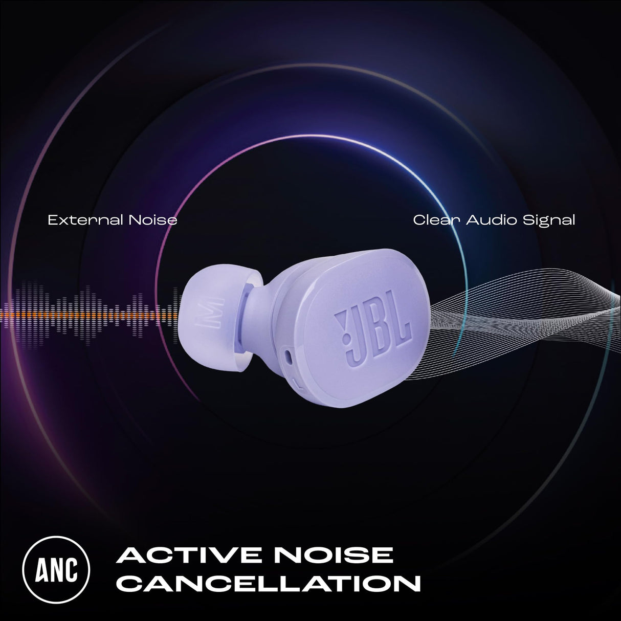 JBL Auriculares Tune Buds In-Ear, inalámbricos, resistentes al agua, cancelación de ruido y tecnología de 4 micrófonos, con batería de hasta 48 horas de duración, en morado