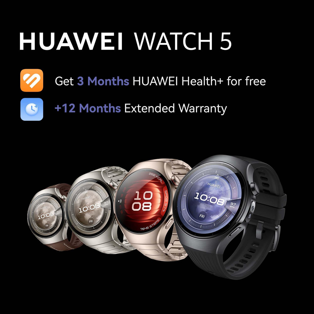 Montre connectée Huawei Watch 5 42 mm Bluetooth Gris avec bracelet en cuir Blanc