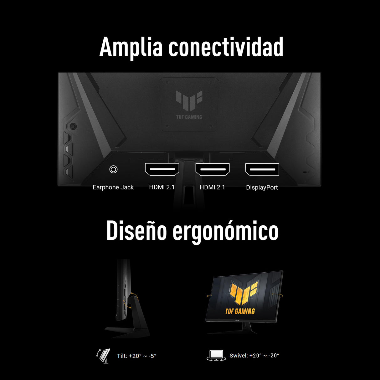 ASUS TUF Gaming VG27AQM5A Monitor Gaming de 27", QHD (2560 x 1440), 300 Hz, Fast IPS, ELMB Sync, 0.3 ms (GTG), Altavoces estéreo, 95% DCI-P3, DisplayWidget Center