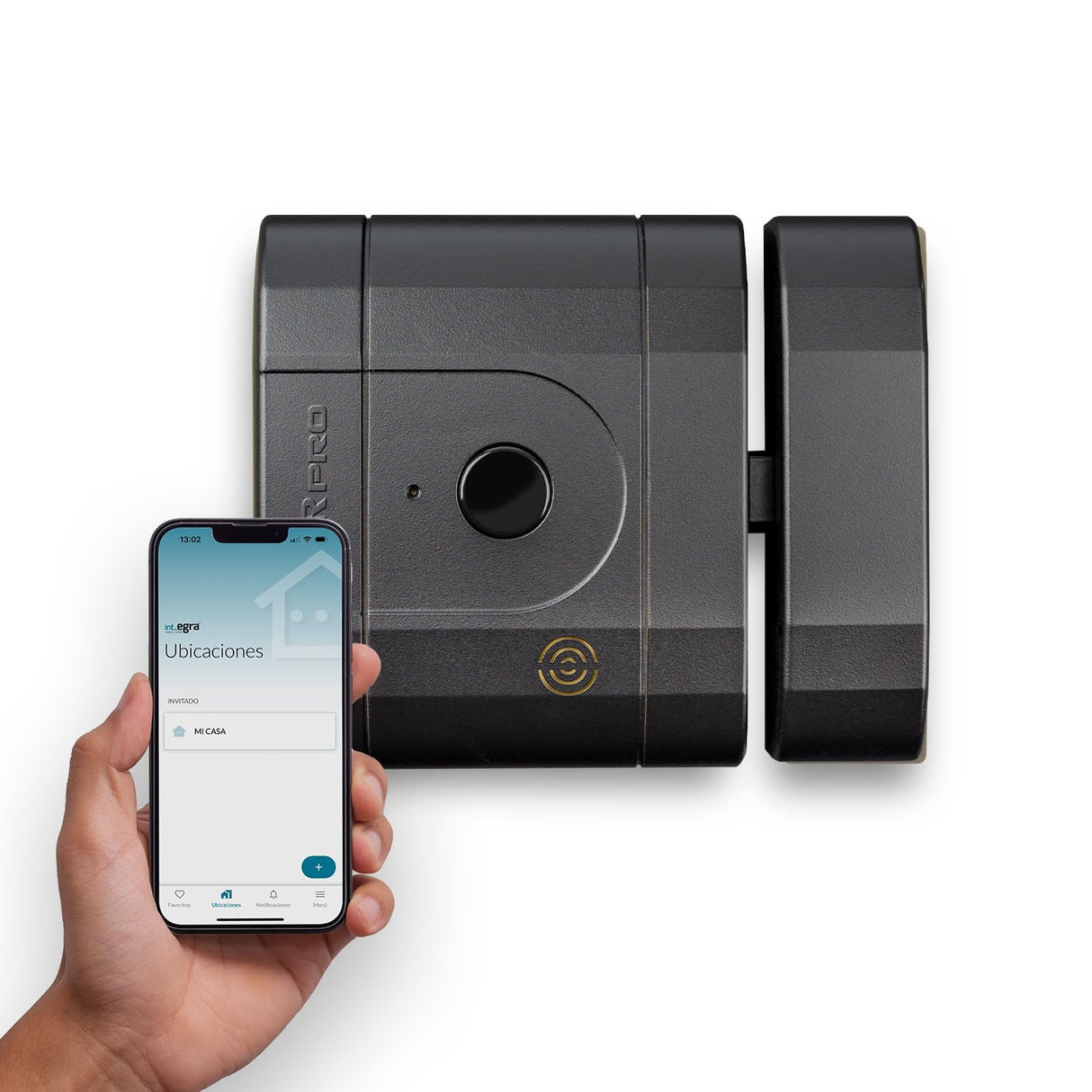 Cerradura electrónica invisible de alta seguridad int_LOCK PRO. Acabado negro mate. Abre con tu smartphone. No incluye mandos.