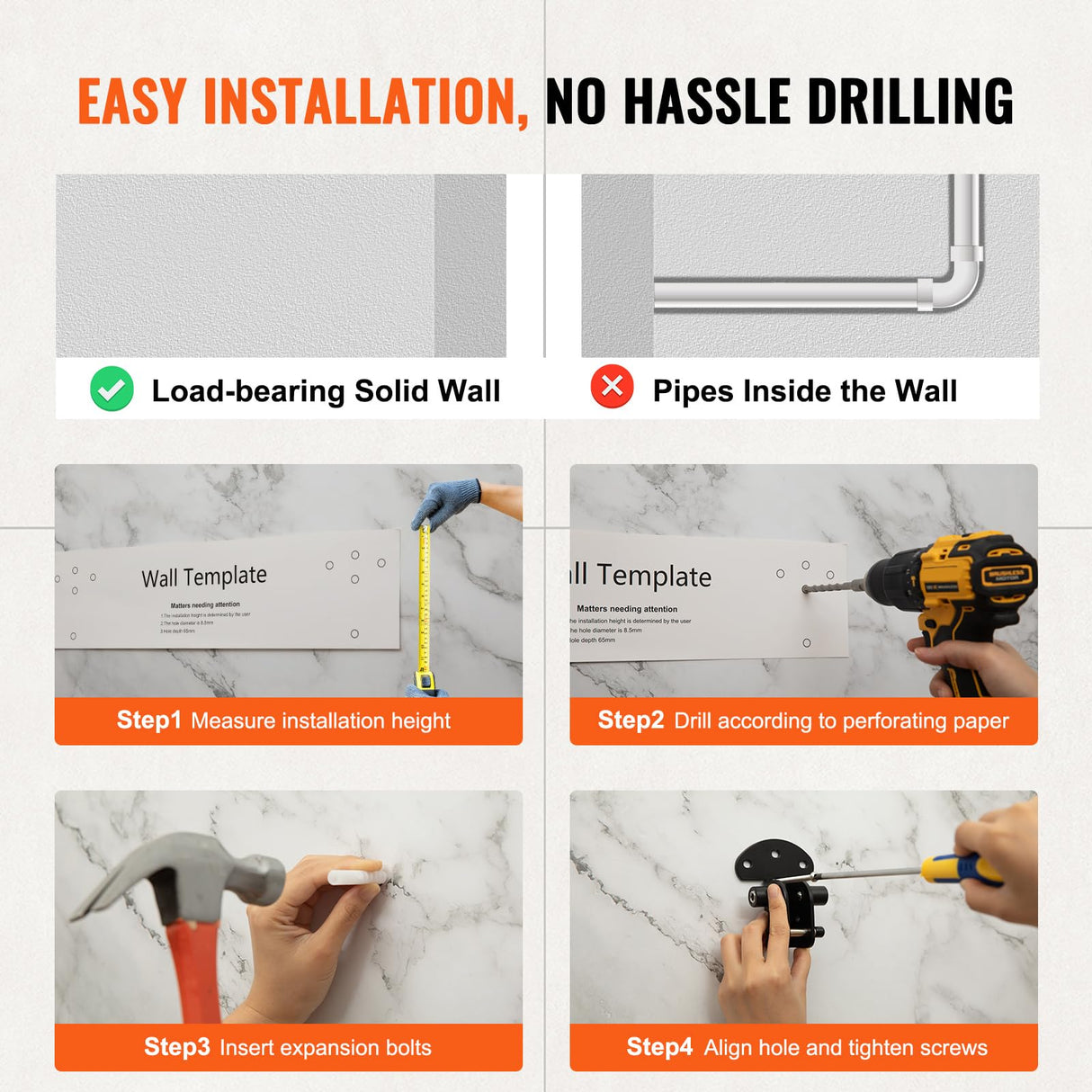 VEVOR Asiento de Ducha Plegable de Teca, 510 x 350 x 50 mm, Montado en la Pared con Capacidad de Carga de 199,58 kg, para el Cuidado del Hogar, para Personas Mayores, Mujeres Embarazadas y Niños