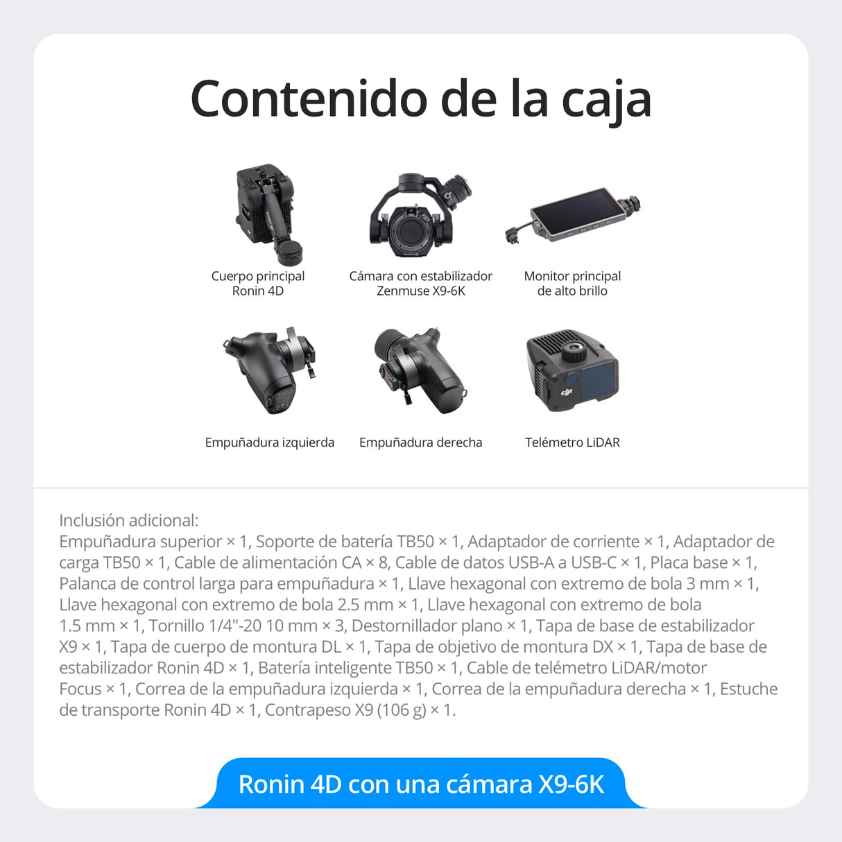 DJI Ronin 4D 6K - Estabilización activa en 4 ejes como una dolly; enfoque LiDAR preciso e intuitivo - Negro