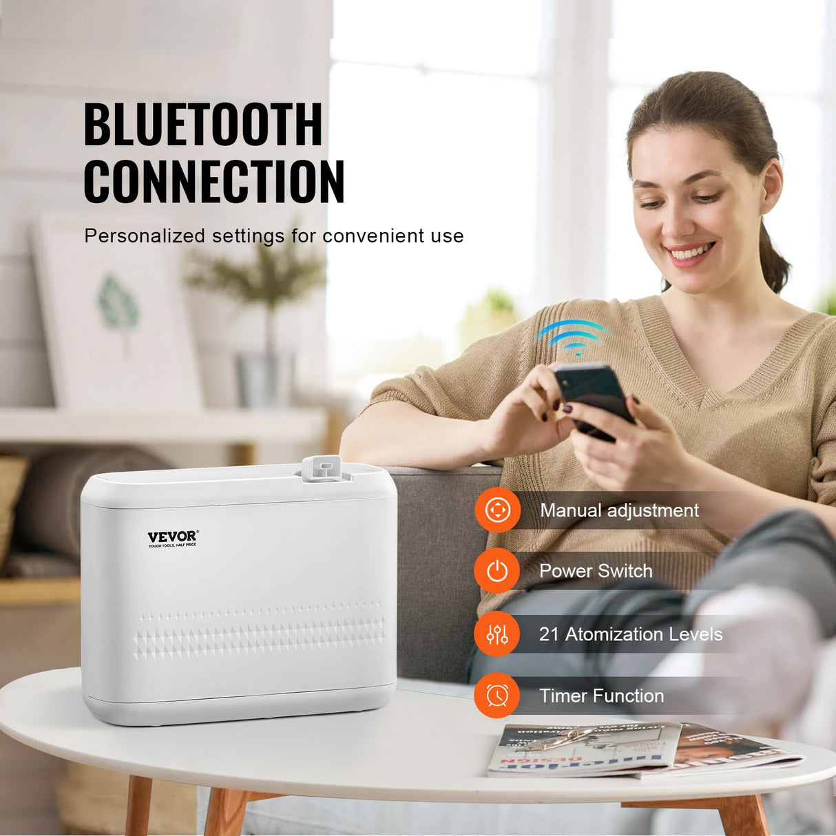 VEVOR Difusor de Aroma HVAC Mejorado para Toda la casa, máquina de Aire aromático de 850 ml con tecnología de Aire frío, difusor de Aceite Esencial sin Agua, Cubre hasta 5000 pies Cuadrados para
