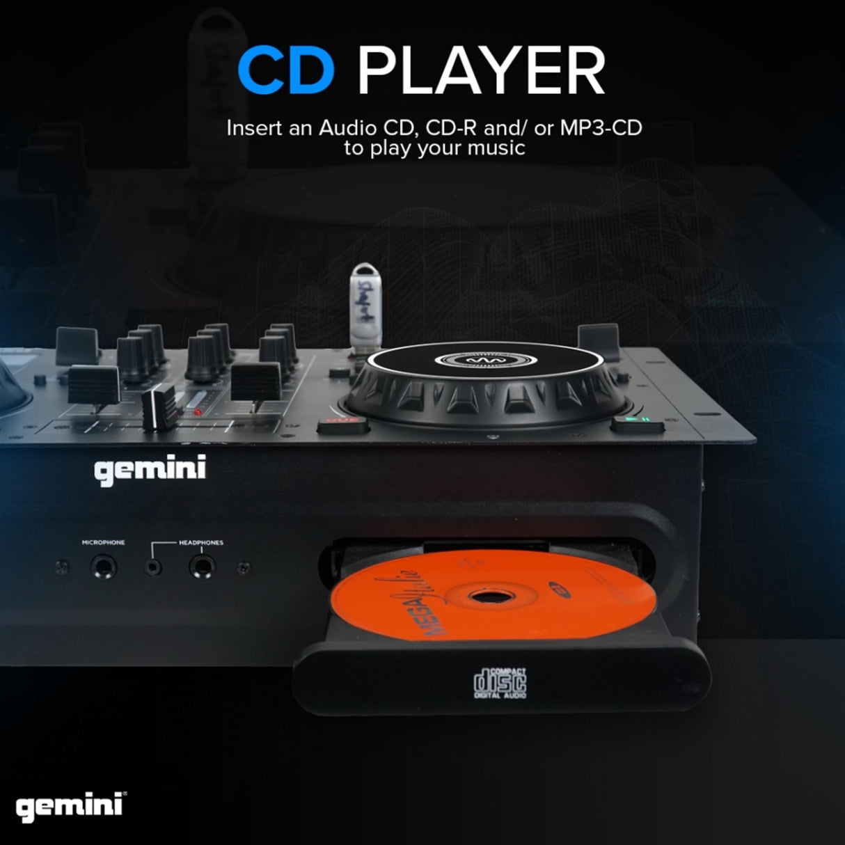 Gemini Sound CDM-4000BT Soporte solo Bluetooth Streaming Professional DJ DULA DULA MEDIA Player Mezclador CD / CDR USB Reproducción 2 Band Ecualizer Manual Bucle Sensible Sensitive Jog Wheels