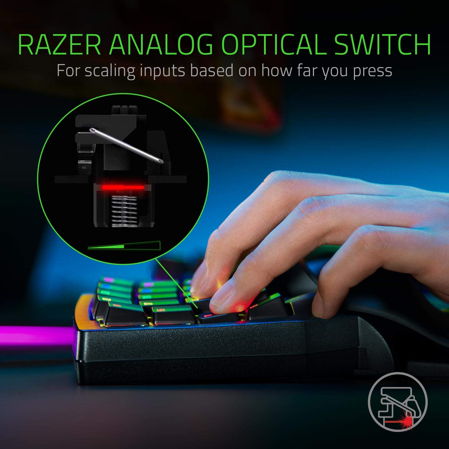 Razer Tartarus Pro - Teclado de Interruptor Óptico Analógico (Actuación Ajustable, 32 Teclas Programables, 8 Perfiles de Alternancia Rápida, Rapid Trigger) Negro