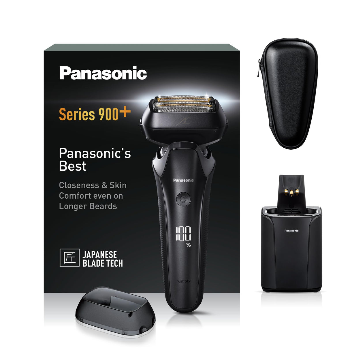 Panasonic Series 900+ ES-LS9A Afeitadora Eléctrica De 6 Hojas En Seco Y Húmedo Para Hombres, Afeitadora Eléctrica Con Sensor De Barba Sensible, Limpieza Automática Y Sistema De Carga