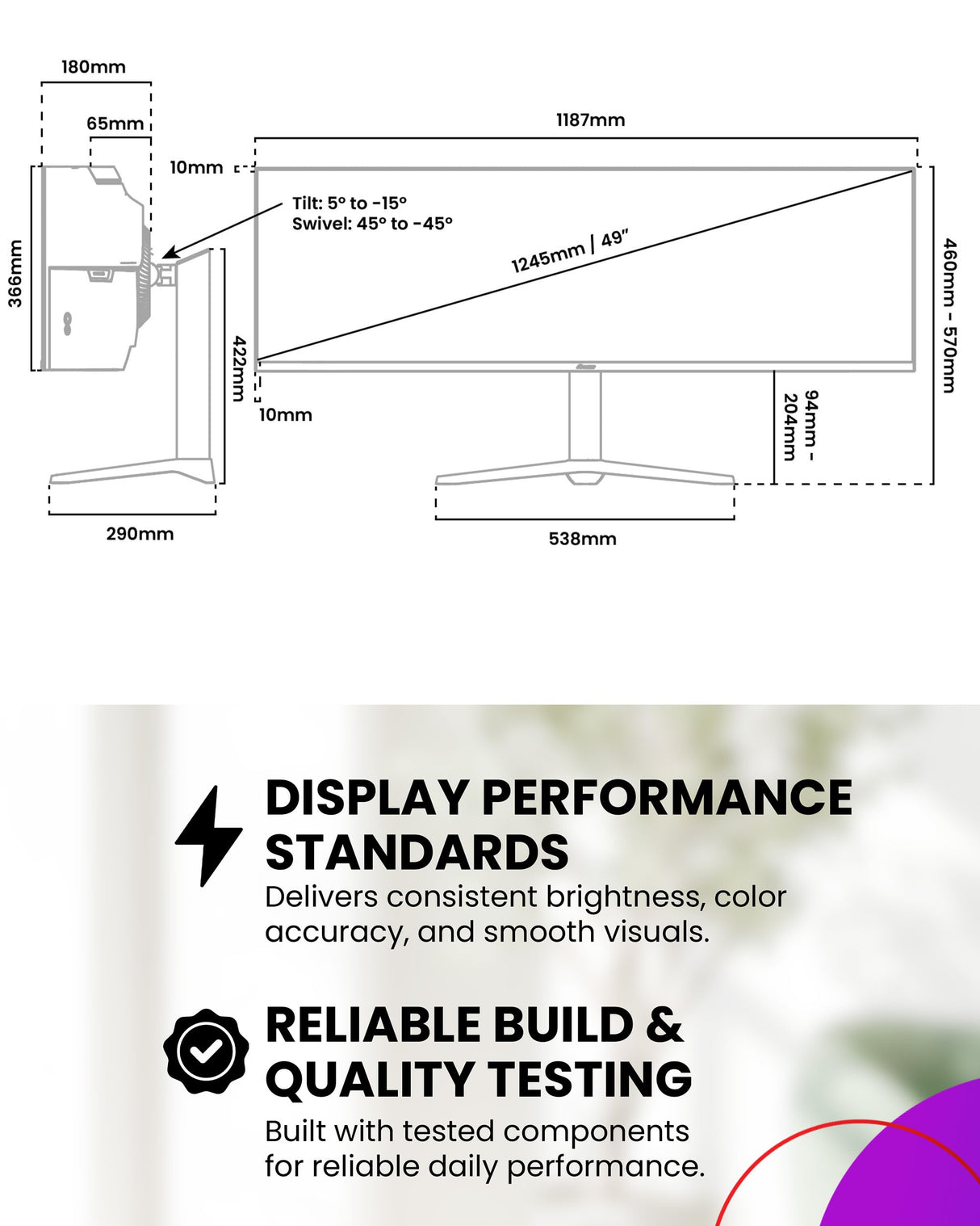 Arozzi Nova 49" Monitor Gaming Curvo VA DQHD 5120×1440, 165 Hz, 1 ms, FreeSync, HDR, USB-C 65W, Ultrapanorámico, Altavoces Integrados – Blanco