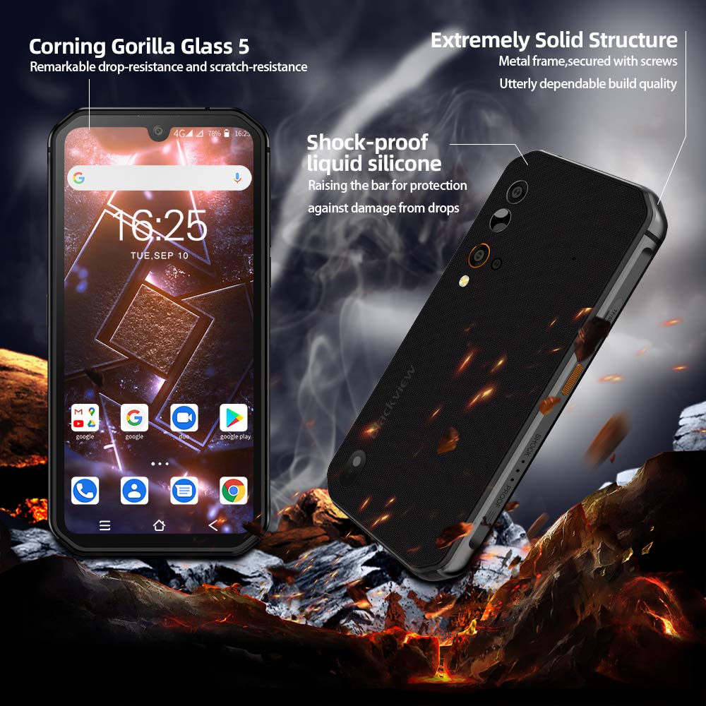 Blackview Móvil Resistente, BV9900E Android 10 Impermeable Smartphone,Helio P90 Octa-Core,6GB+128GB,128GB SD, 48MP+16MP,IP68/IP69,NFC/Face ID/GPS