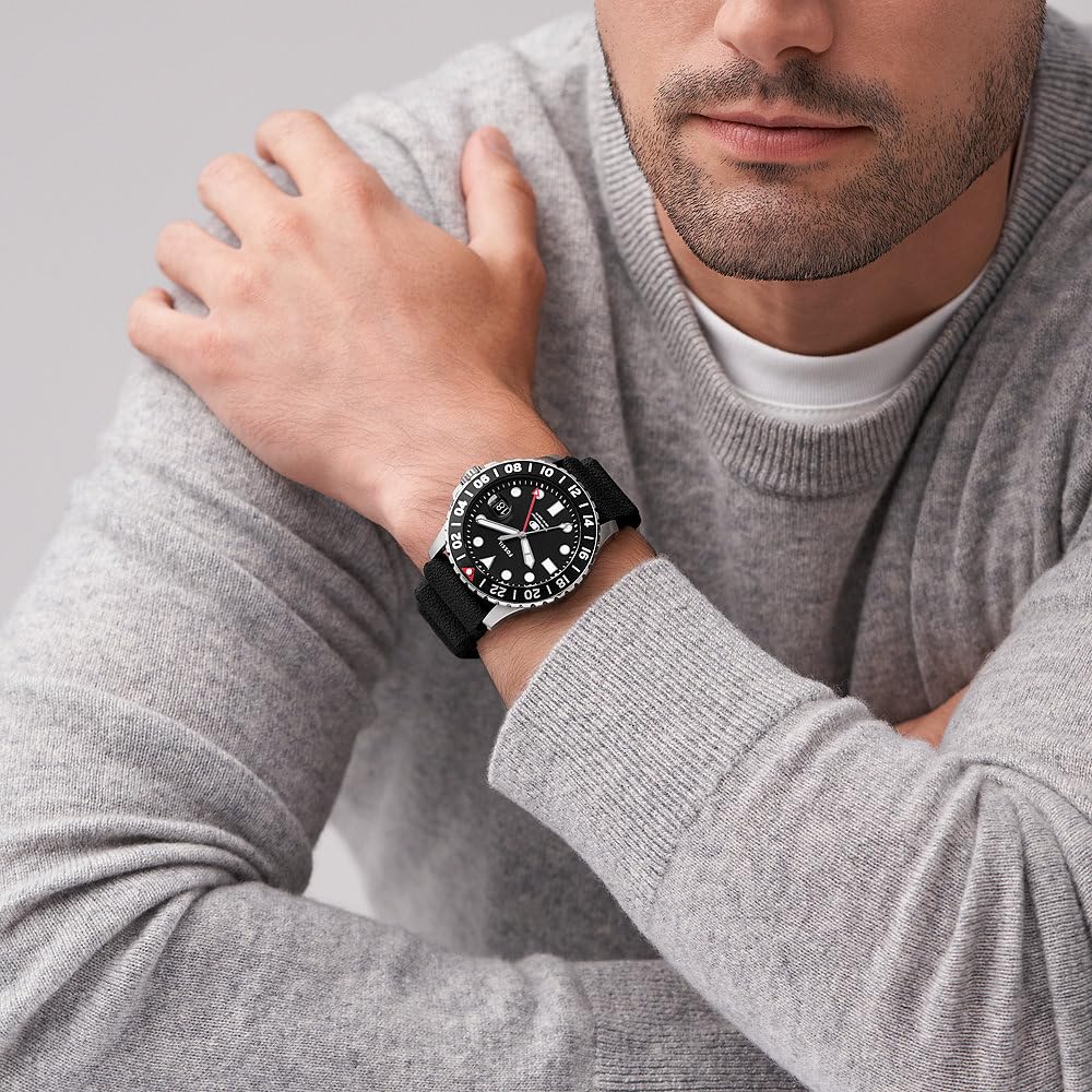Fossil Reloj Analógico para Hombre de Cuarzo con Correa en Acero Inoxidable FS6036, Negro