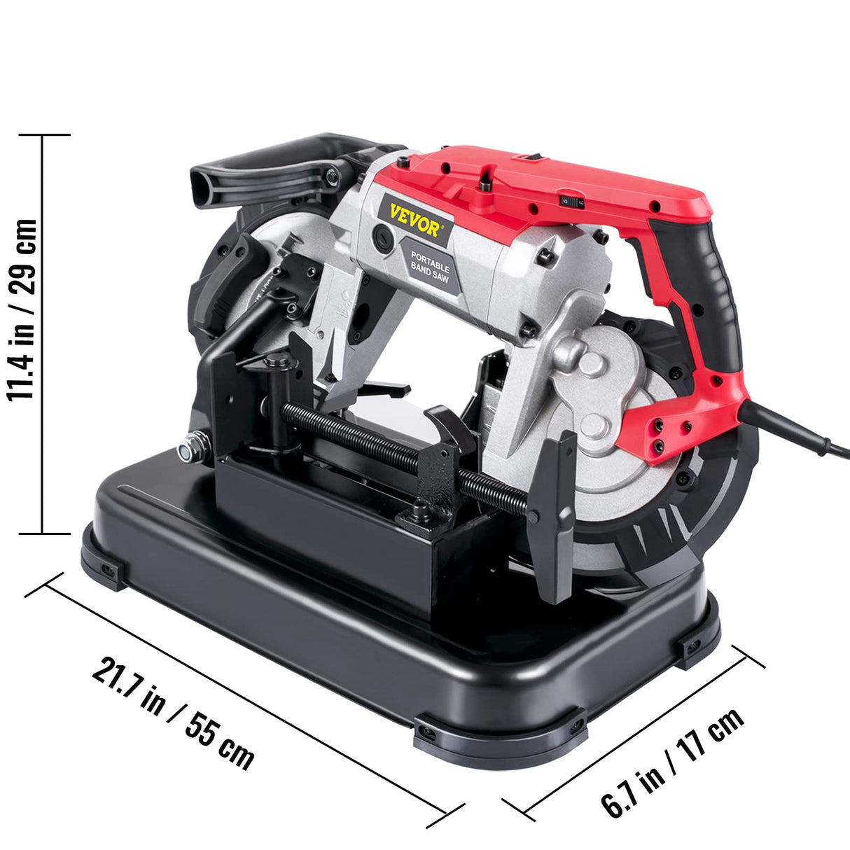 VEVOR Sierra de Cinta de Metal 1100W Base 0 – 45° Sierra de Cinta Profesional Tamaño Corte 12,7cm 137,8-472,4 Pies/min Sierra de Cinta de Corte para Metal, Acero, Aluminio y Cable Compuesto