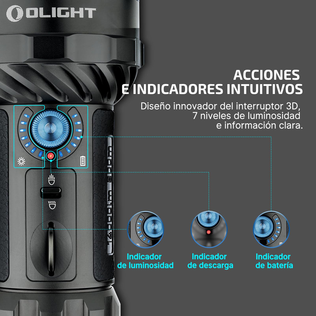 OLIGHT X7R Marauder 2 LED Linterna Táctica Recargable Linterna Eléctrica USB-C Alta Potencia 14000 Lúmenes Impermeable IPX8 Negro