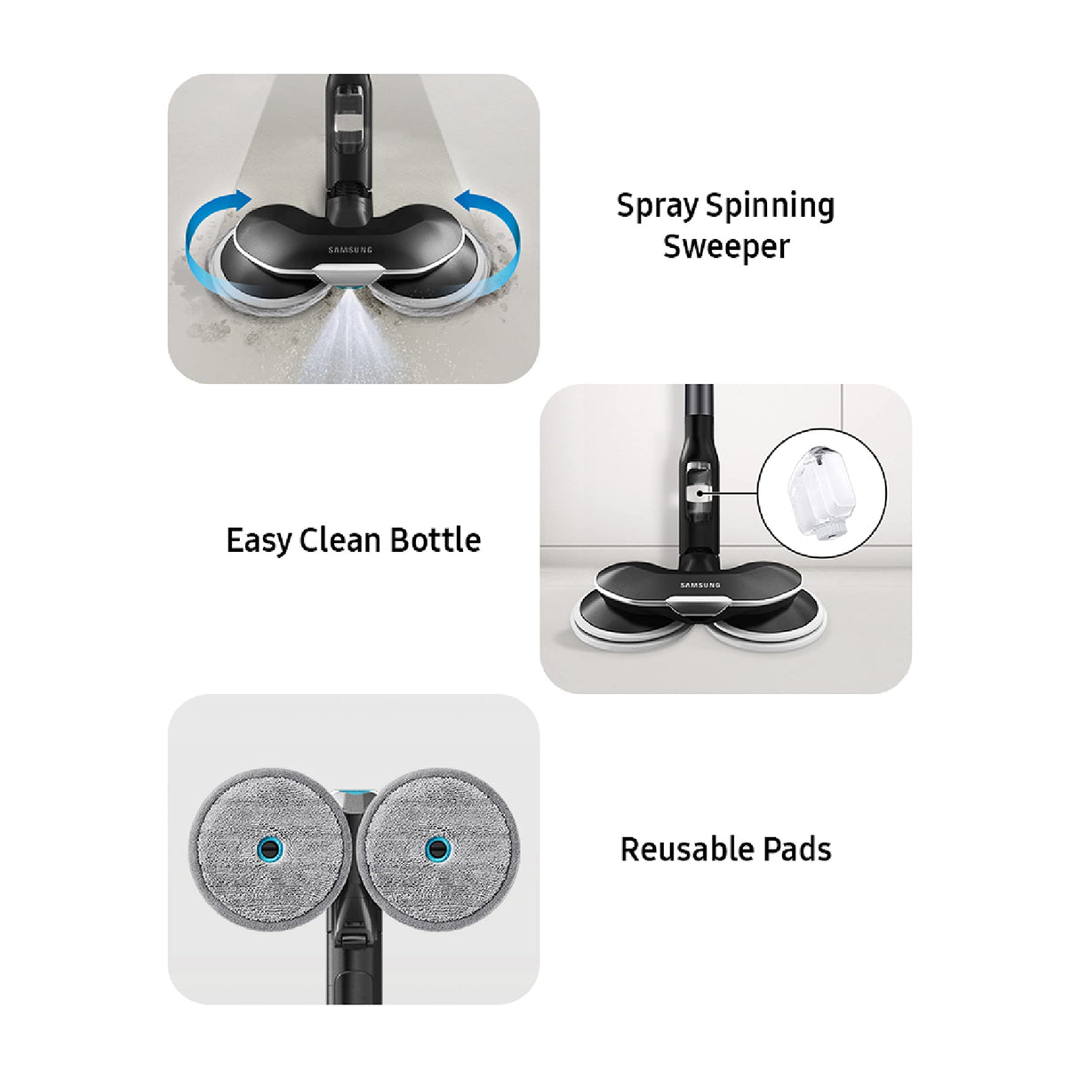 Samsung Bespoke-Cepillo Giratorio para barredora Accesorio de trapeador al vacío, Plateado