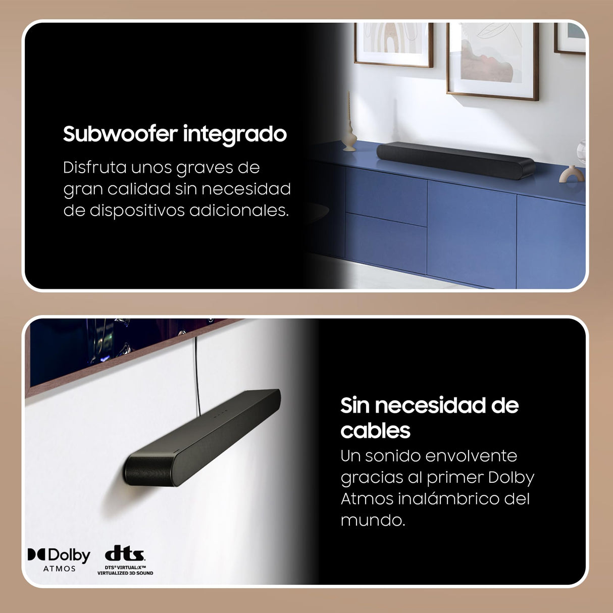 SAMSUNG Barra de Sonido HW-S61D/ZF - Subwoofer Integrado, Dolby Atmos Inalámbrico, Q-Symphony y SpaceFit Sound Pro