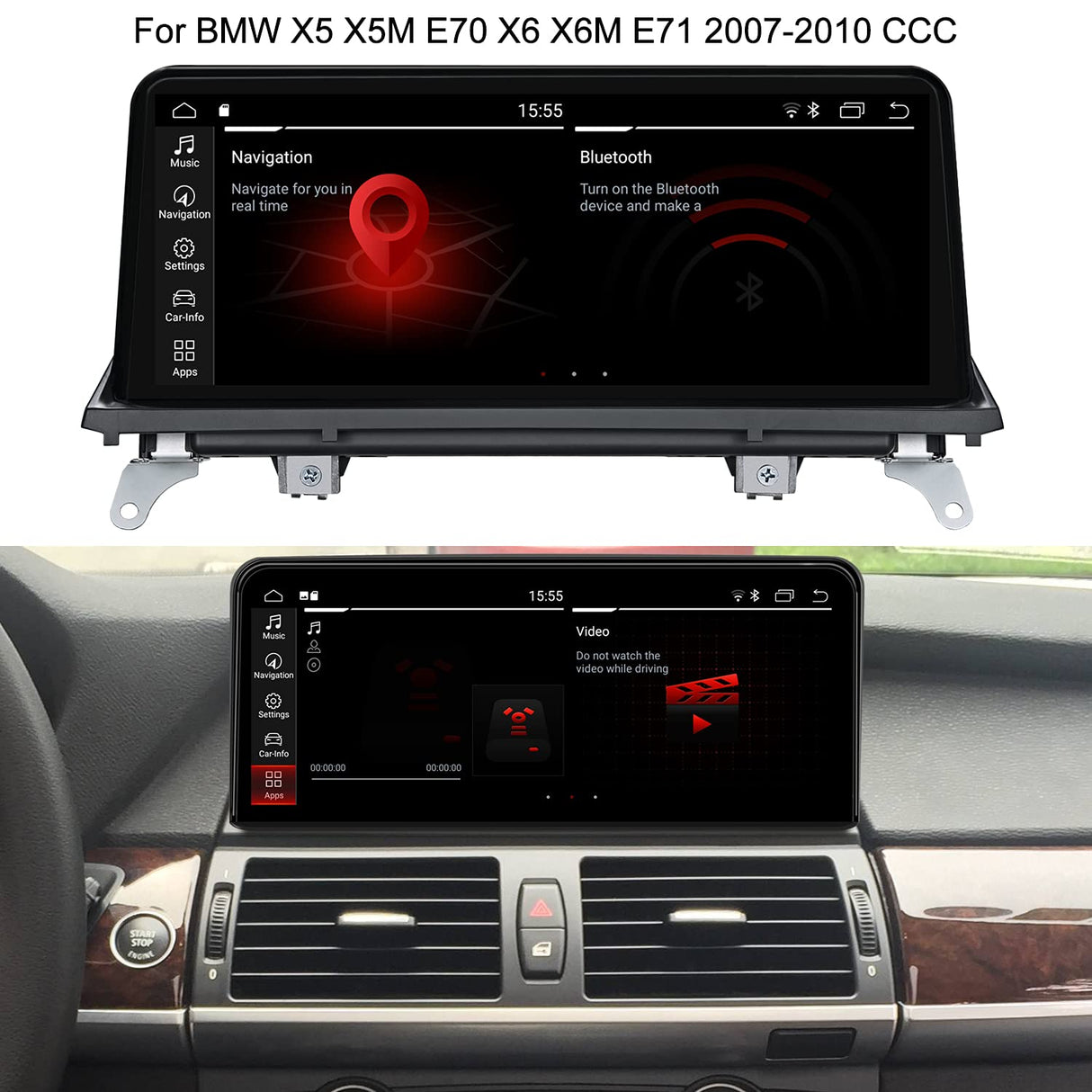 Koason Android 1920HD 10.25Pulgada Pantalla Mostrar Screen Monitor Display Upgrade Autoradio Multimedia CarPlay GPS Navigazione para BMW X5 X6 X5M X6M E70 E71 CCC