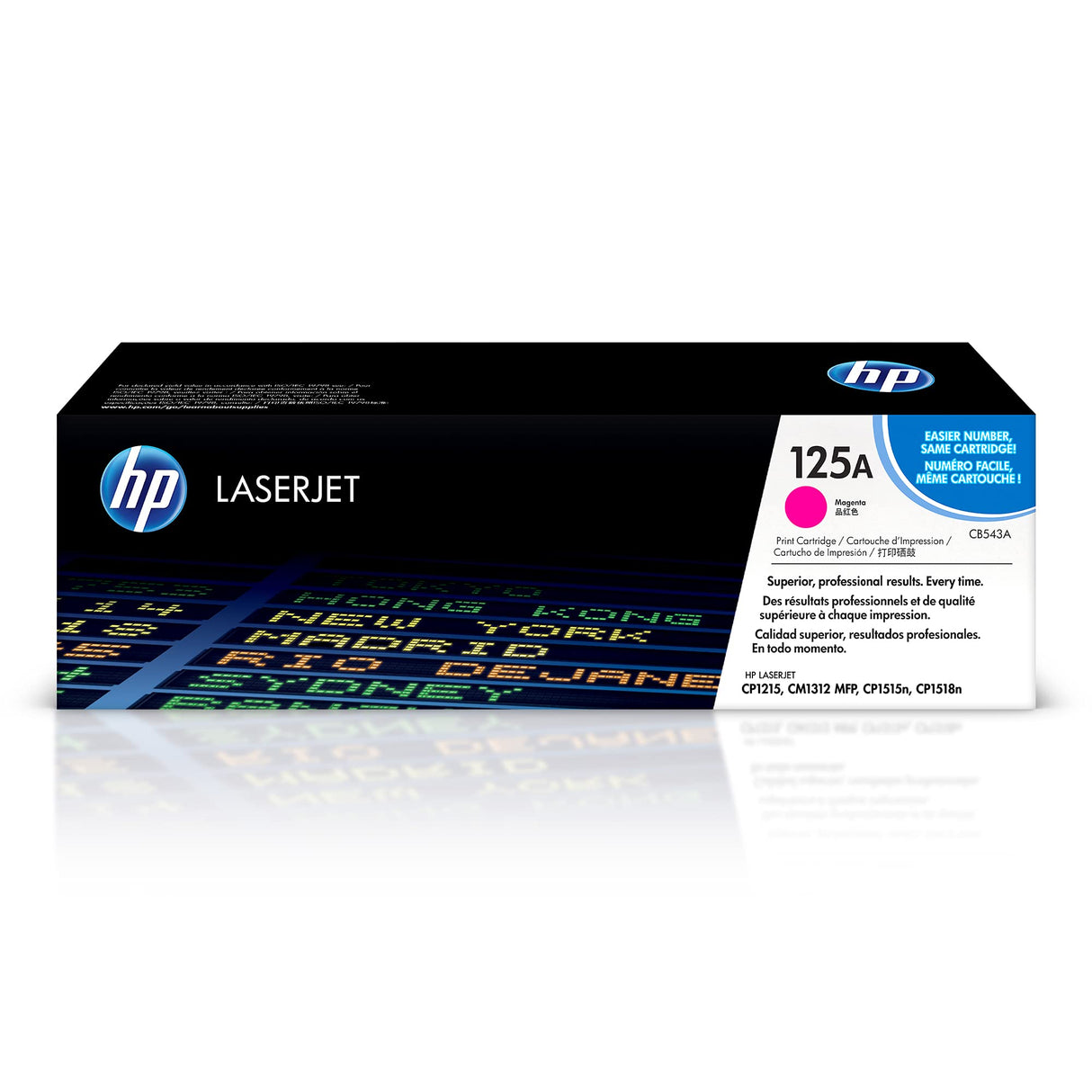 HP 125A CB543A, Magenta, Cartucho Tóner Original, de 1.400 páginas, para impresoras HP ColorLaserJet CP1215, CP1515, CP1518; CM1312 y CP151n