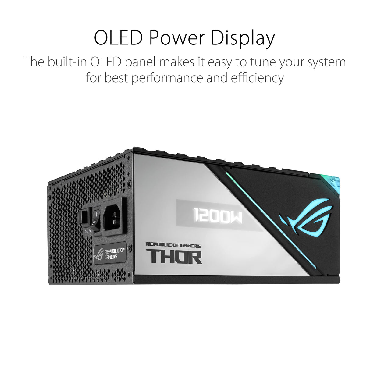 ASUS ROG Thor 1200W Platinum II - Fuente de alimentación Modular (1200 Watt, 80+ Platinum, Lambda A++, Disipadores ROG, Ventilador PWM 135 mm, 0 dB, Pantalla OLED, Cables apantallados, Aura Sync)