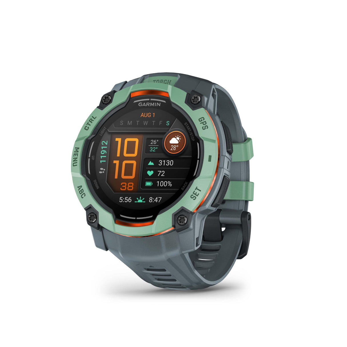Garmin Instinct 3, Reloj inteligente con GPS, Pantalla AMOLED de 50 mm, Resistente al agua, Aplicaciones deportivas integradas, Monitorización de la salud, Linterna LED, Hasta 24 días autonomía, Verde