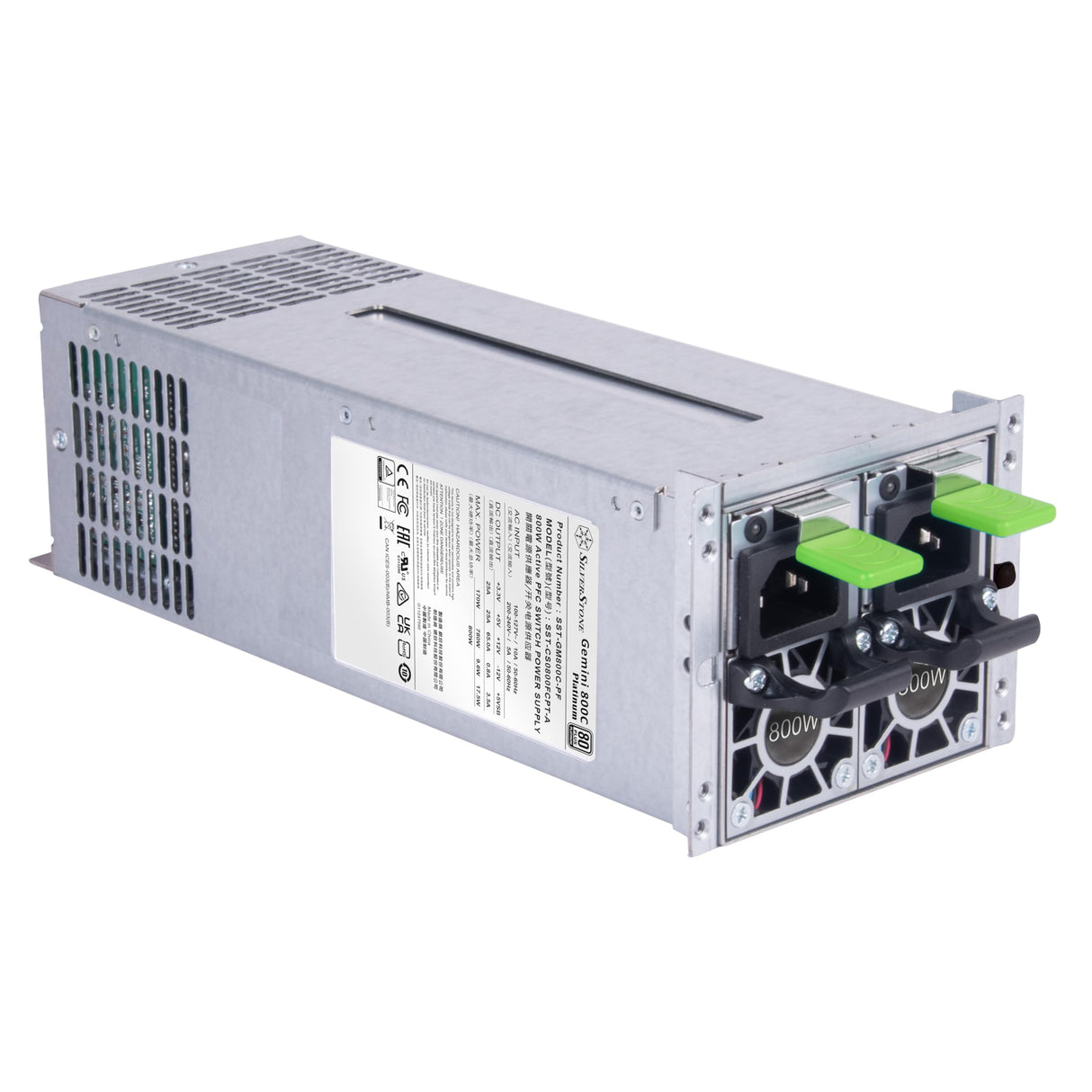 Silverstone Gemini 800C Platinum, Fuente de alimentación 2U CRPS redundante 80 Plus Platinum 800W, SST-GM800C-PF