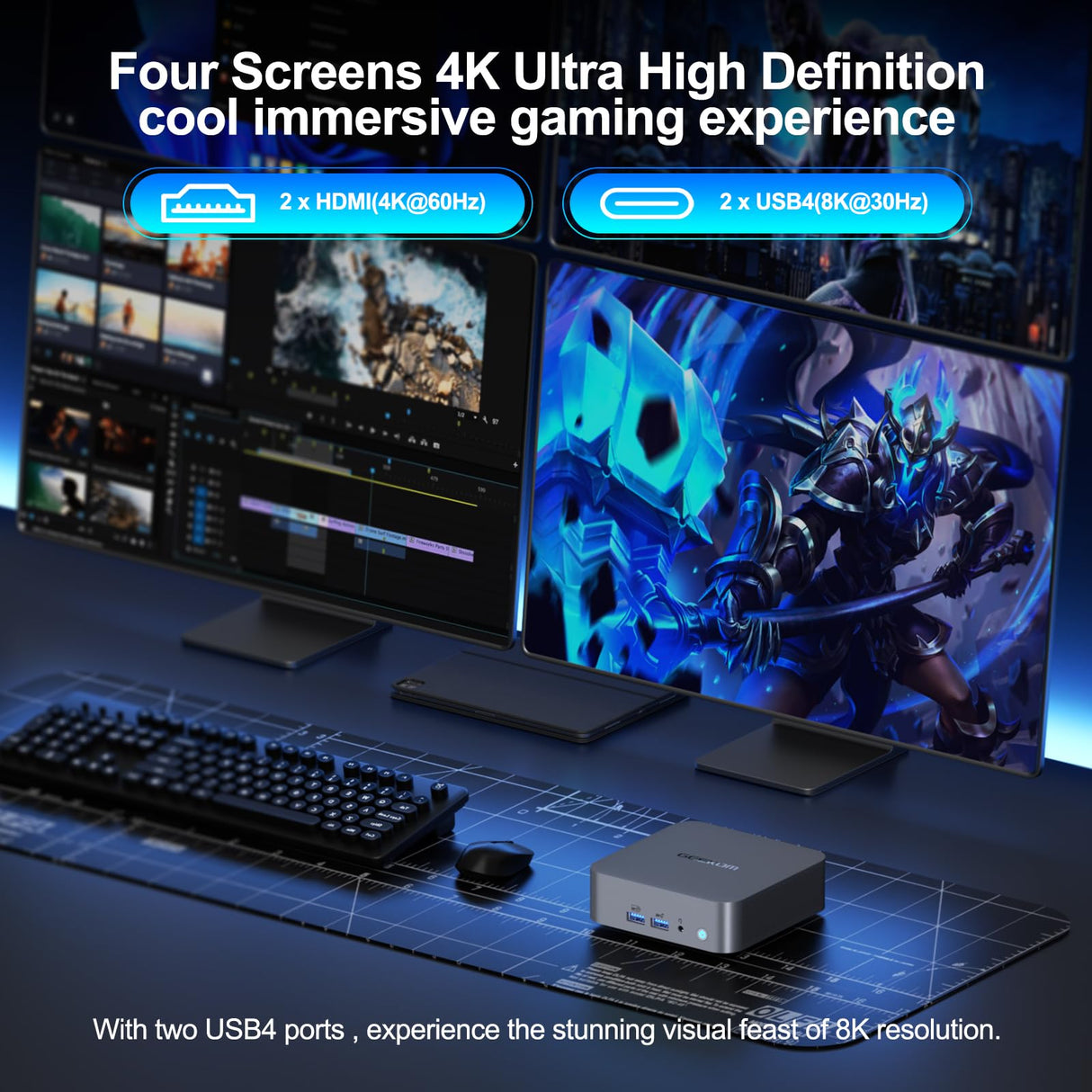 GEEKOM GT13 Pro Mini PC, 13ª generación i7-13620H (10 núcleos, 16 Hilos, hasta 4,9 GHz) 32 GB DDR4 1TB M.2 PCIe SSD Mini Ordenador, Mini PC de sobremesa Windows 11 Pro, Wi-Fi 6E | 8K UHD | USB4*2