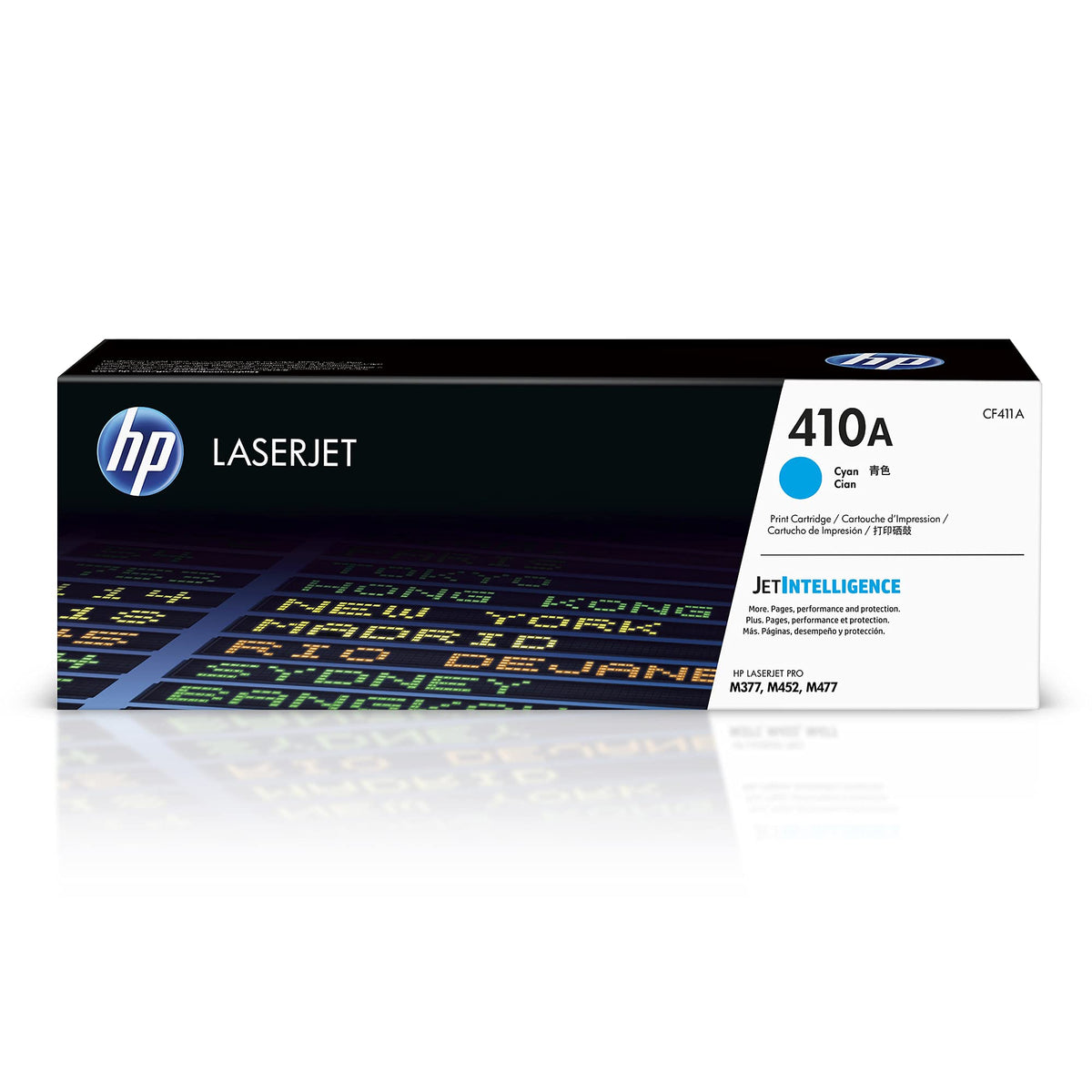 HP 410A CF411A, Cian, Cartucho Tóner Original, de 2.300 páginas, para impresoras HP Color LaserJet Pro serie M452 y M477