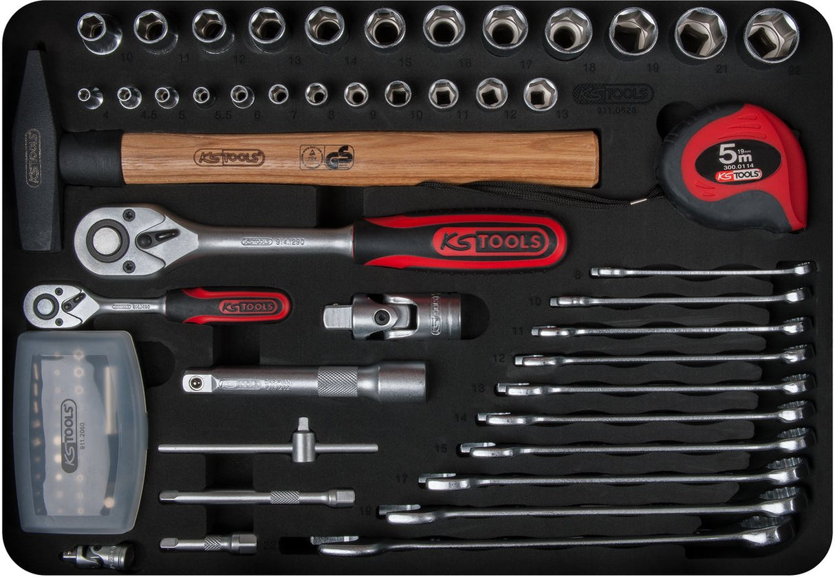 KS Tools 911.0628 1/4" + 1/2“ Maletín de herramientas de electricista, 128 pzs.