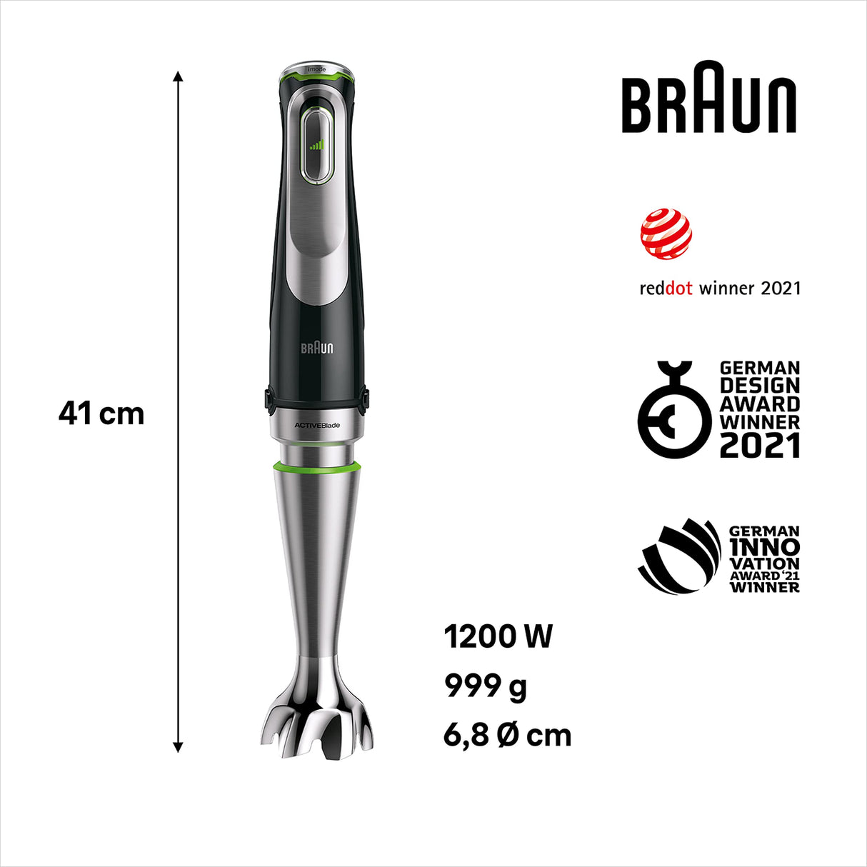 Braun Batidora de Mano, Negro, 1200 W