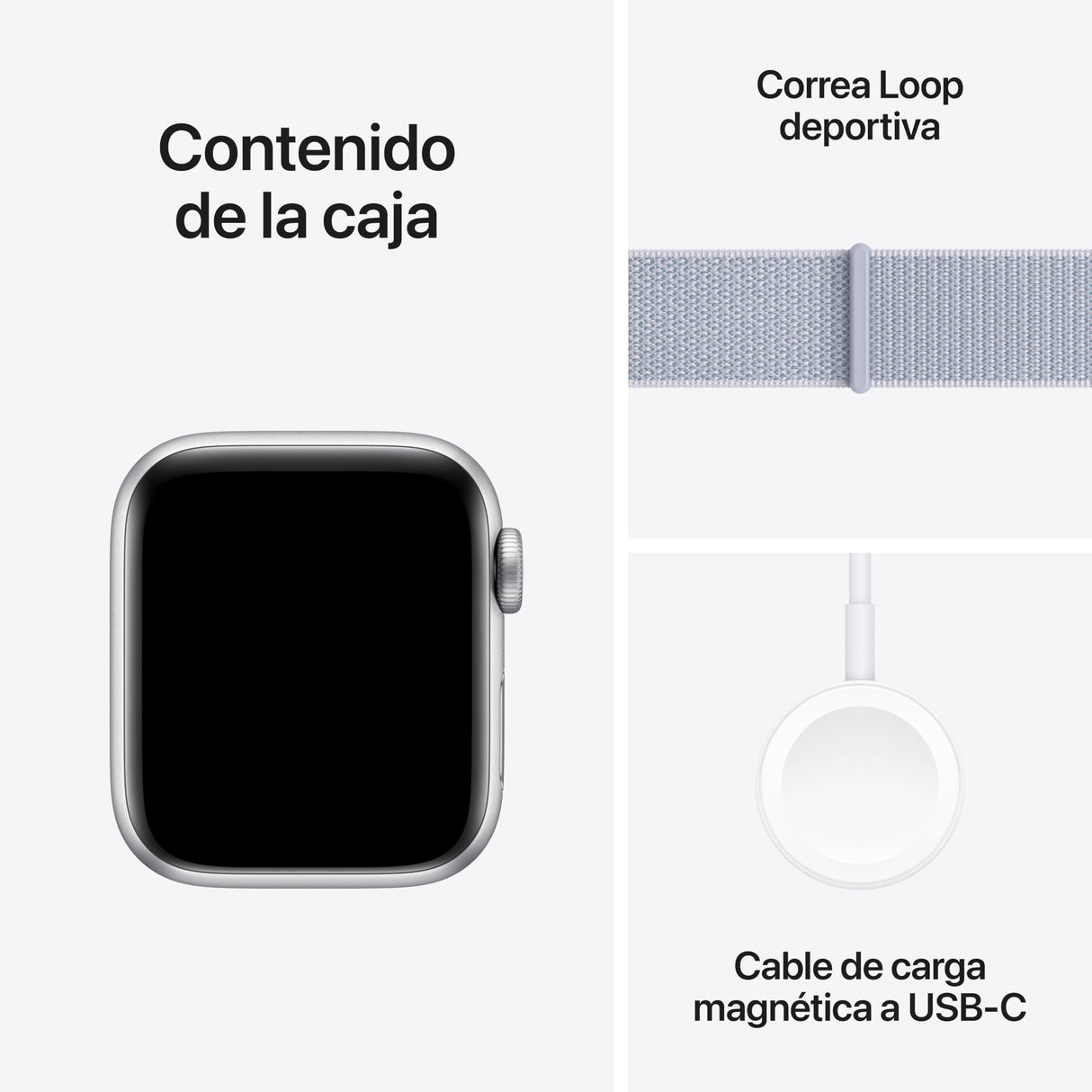 Apple Watch SE de 2.ª generación GPS Smartwatch con Caja de Aluminio en Plata de 40 mm y Correa Loop Deportiva Azul Nube. Monitores de entreno y sueño y Neutro en Carbono