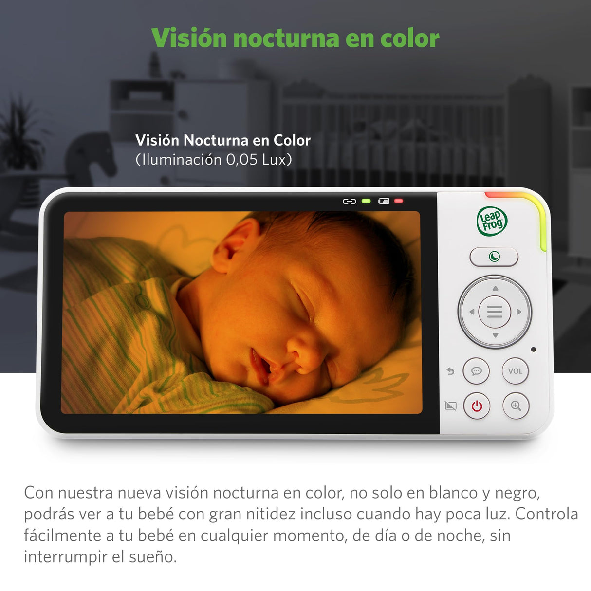 LeapFrog LF915HD Baby Surveillance Camera with Night Light 5" HD Screen Baby Monitor with Camera, 360° Translation and Tilt, 8X Zoom, Night Vision, Smart Sensor