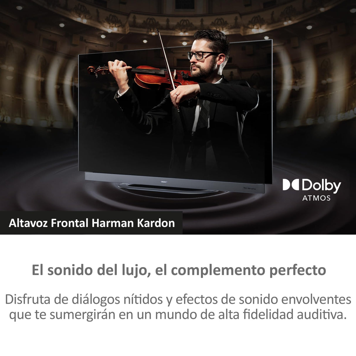 Haier OLED Harman Kardon 4K UHD H55C900UX - 55", Smart TV, Google TV, Dolby Atmos y Dolby Vision, HDR 10, Smart Remote Control, Google Assistant, Bluetooth 5.1, DBX TV, HDMI 2.1 x 4, Sin Marcos, 2024