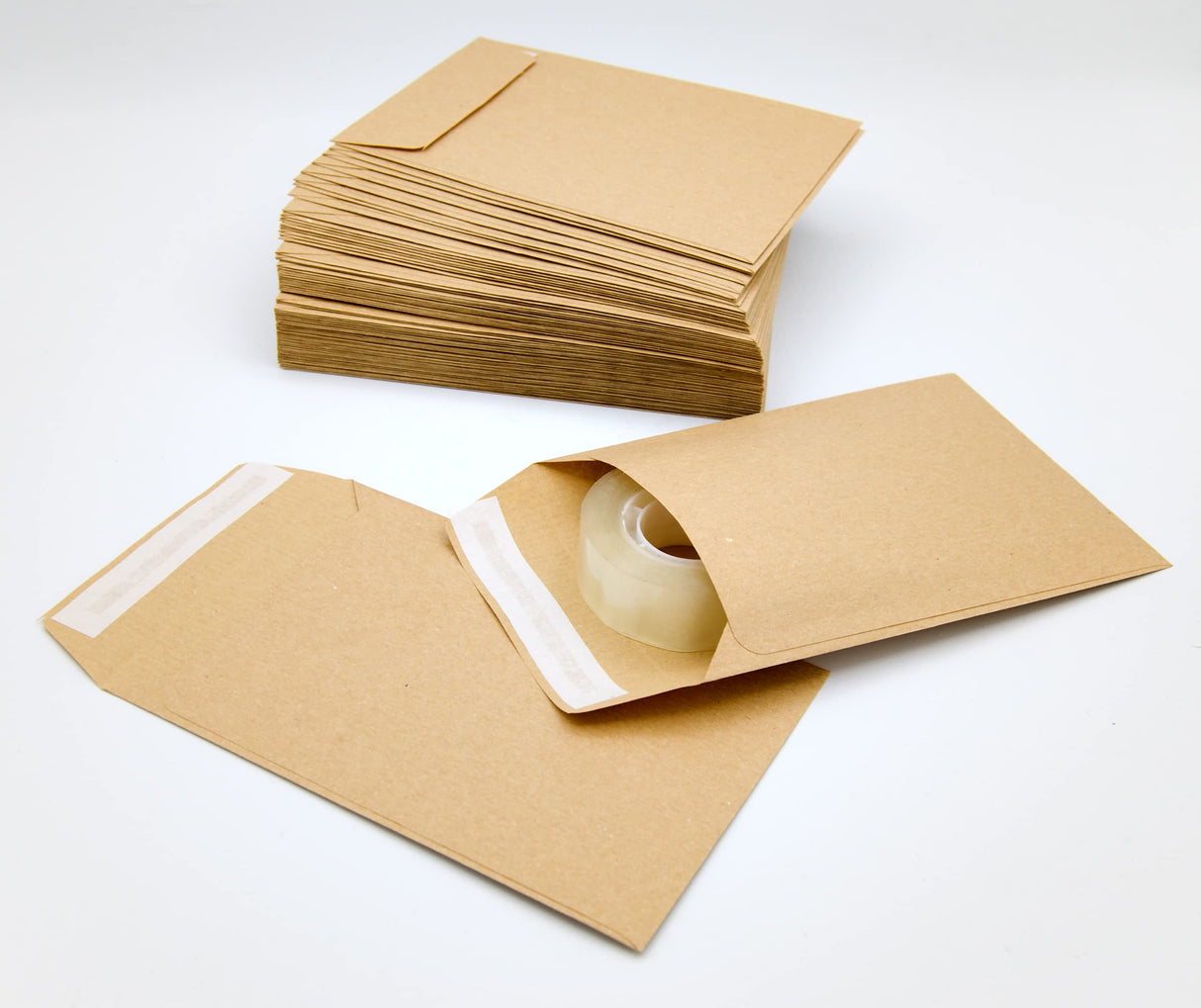 Sobres de Papel Kraft, Sobres Pequeños Tira de Silicona para Invitaciones o Bolsitas de Regalo de invitados de Boda. Medida 100x145mm. Sobres para joyas o semillas · m-office (1000 uds)
