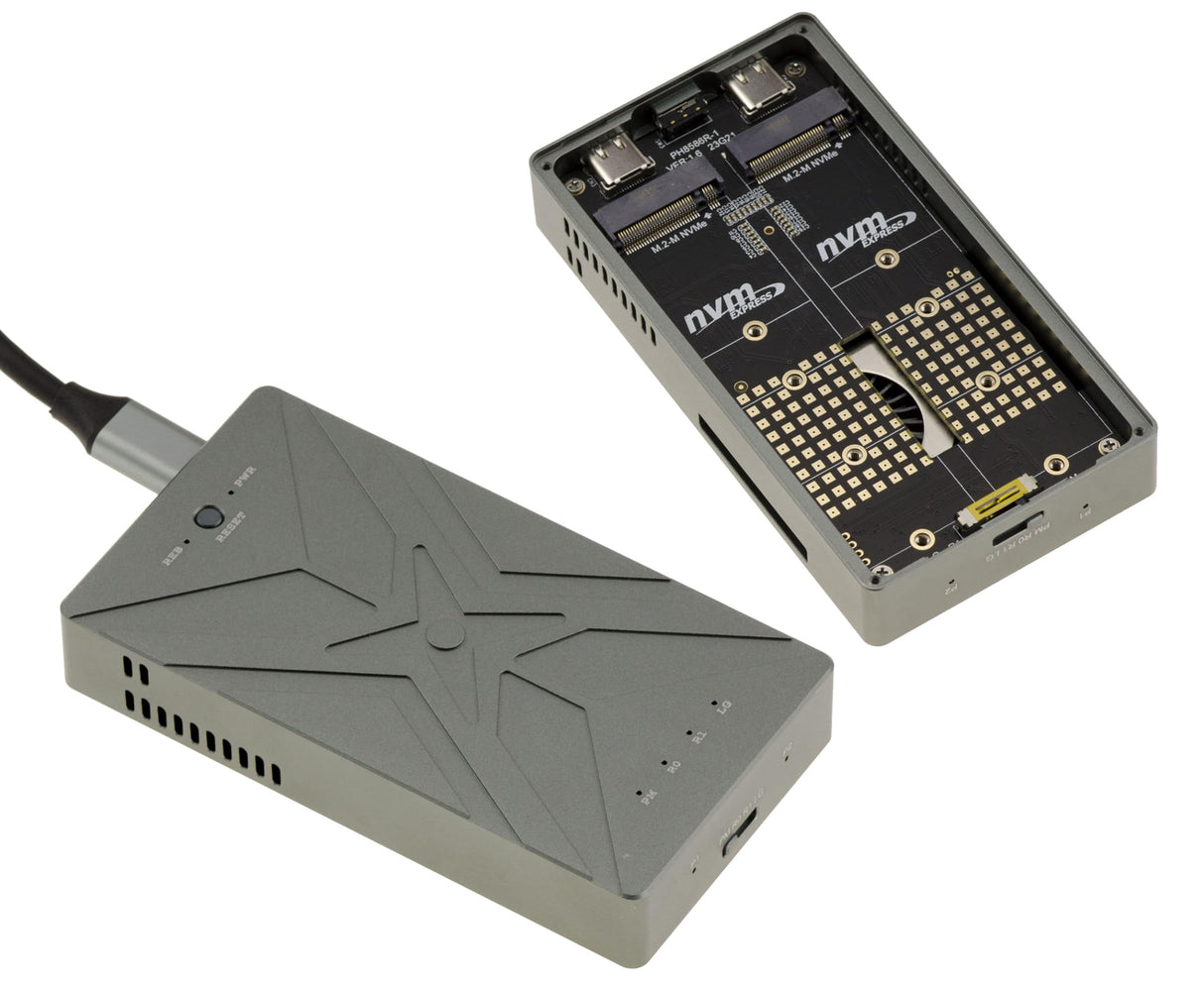 KALEA-INFORMATIQUE Caja de Aluminio USB 3.2 20G para 2 SSD M2 NVMe, Independiente o clúster Raid 0 1 Grande. con Ventilador de refrigeración