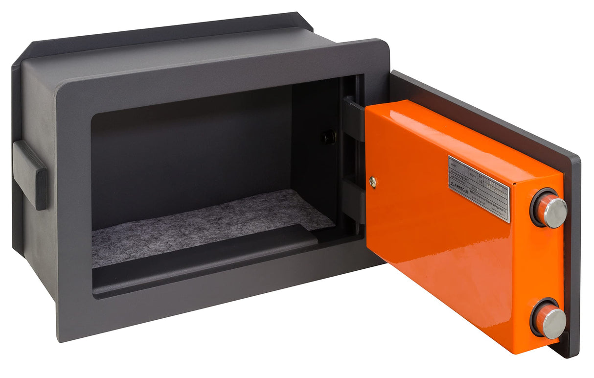 ARREGUI Plus C 181310 Caja fuerte de empotrar a pared con cerradura certificada de llave | Caja de Seguridad para casa y hogar | Fundo extensible | Fácil de instalar | 21 x 32 x 15/22 cm | 4 a 8 L