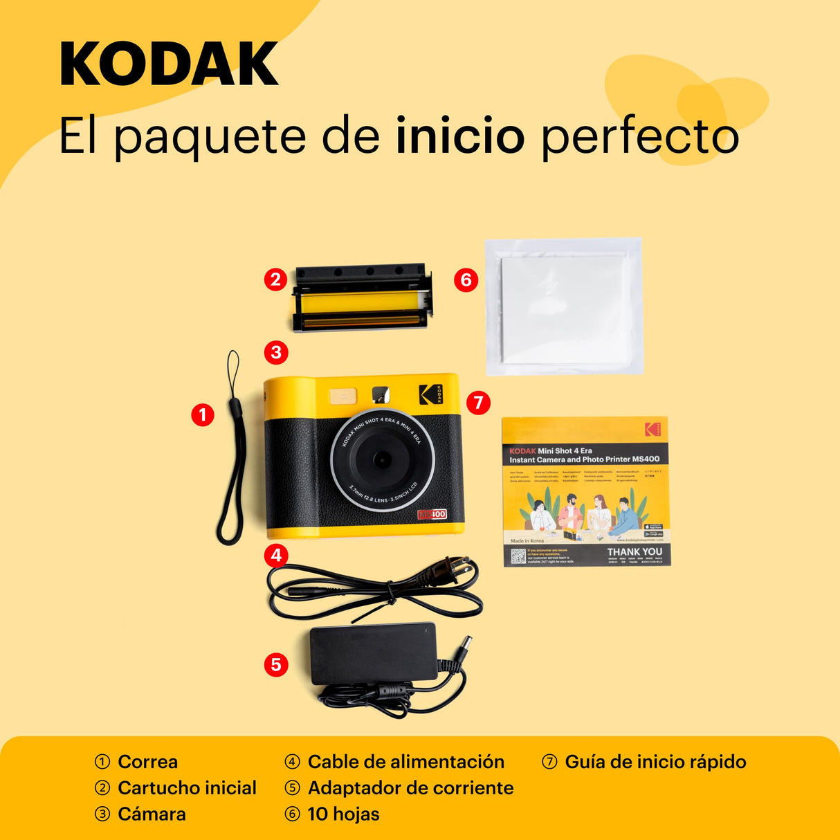 Kodak CAM Shot Mini 1 - Cámara compacta Amarilla para capturar Tus Recuerdos