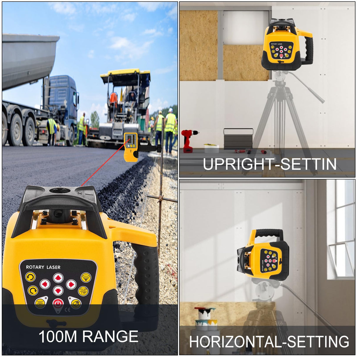 VEVOR Nivel Láser Auto-Nivelación Rango de 500 m Nivel de Láser Rojo ± 5 Grados Nivel Láser Giratorio Nivel de Láser Impermeable Trabajo Continuo 25 Horas para Trabajo, Construcción, Decoración, Hogar