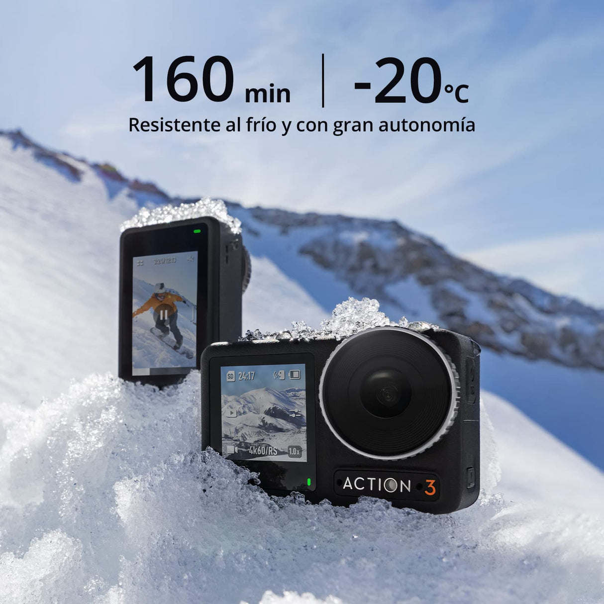 DJI Pack Estándar Osmo Action 3 - Cámara de acción 4K, FOV superamplio, HorizonSteady, soporte vertical de liberación rápida, sumergible a 16 m, dos pantallas táctiles