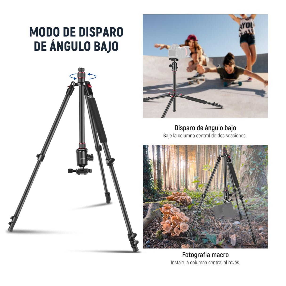 NEEWER 77" Trípode Monopie Cámara con Soporte Móvil Trípode Portátil Viaje con Control Remoto 360° Cabezal Esférico 2 Ejes Columna Central Placa Arca QR y Bolsa Trípode DSLR de Aluminio Máx 34lb, TP77