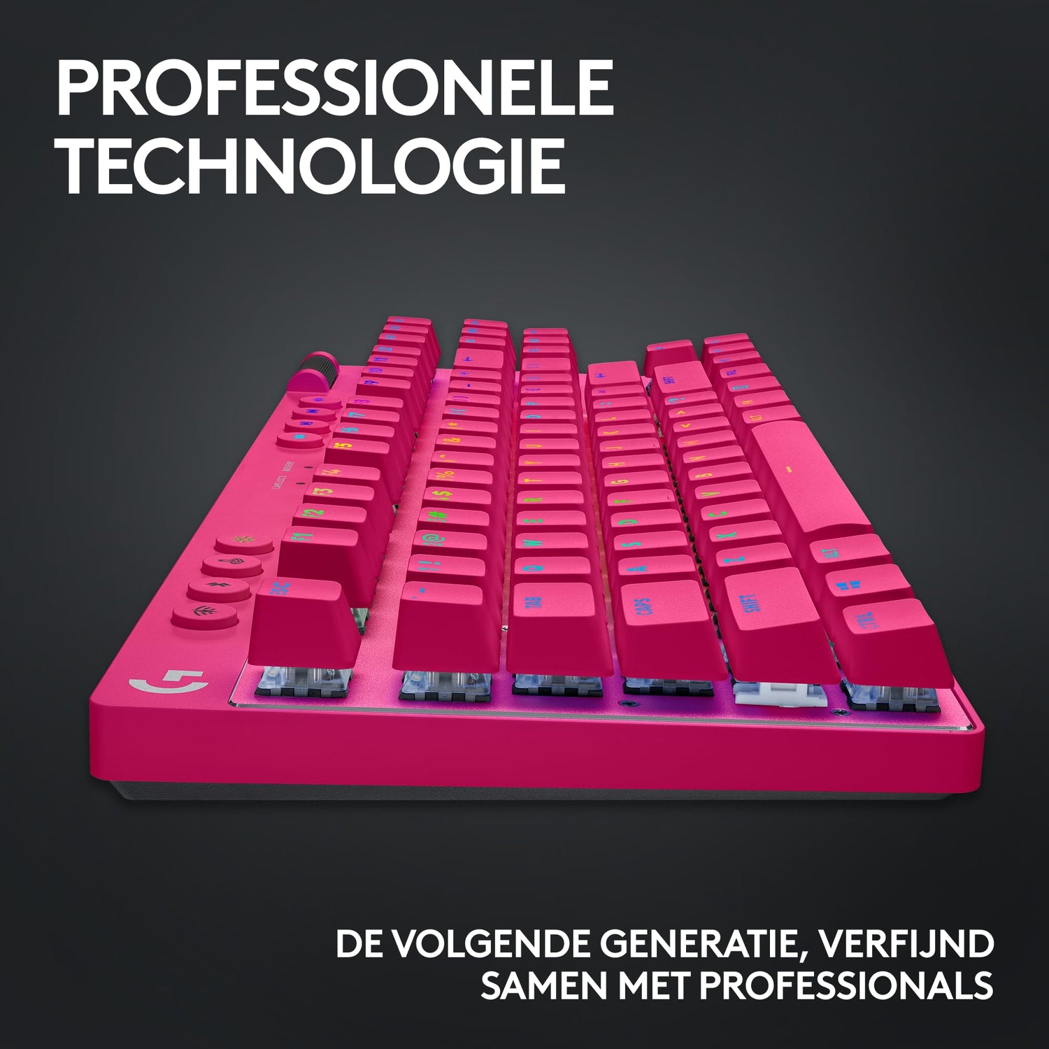 Logitech G Pro X TKL Lightspeed, Teclado inalámbrico para Gaming - Magenta - FRA - Tactile