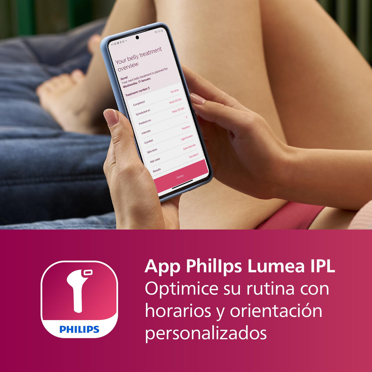 Philips Lumea Serie 7000, Depiladora Luz Pulsada, IPL, Piel Suave Desde Casa, Con Funda, Accesorios para el Cuerpo, Cara y Zona del Bikini, Alternativa a Depilación Láser. SC1999/00