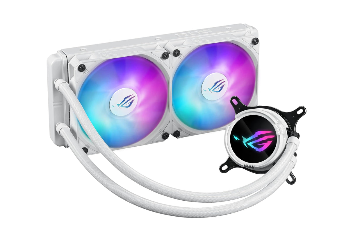 ROG Strix LC III 240 ARGB White Edition - Refrigerador líquido AiO con Bloque de Agua Giratorio 360°, Bomba Gen7 v2 de Asetek, Ventiladores ROG ARGB y Efectos de iluminación Aura Personalizados