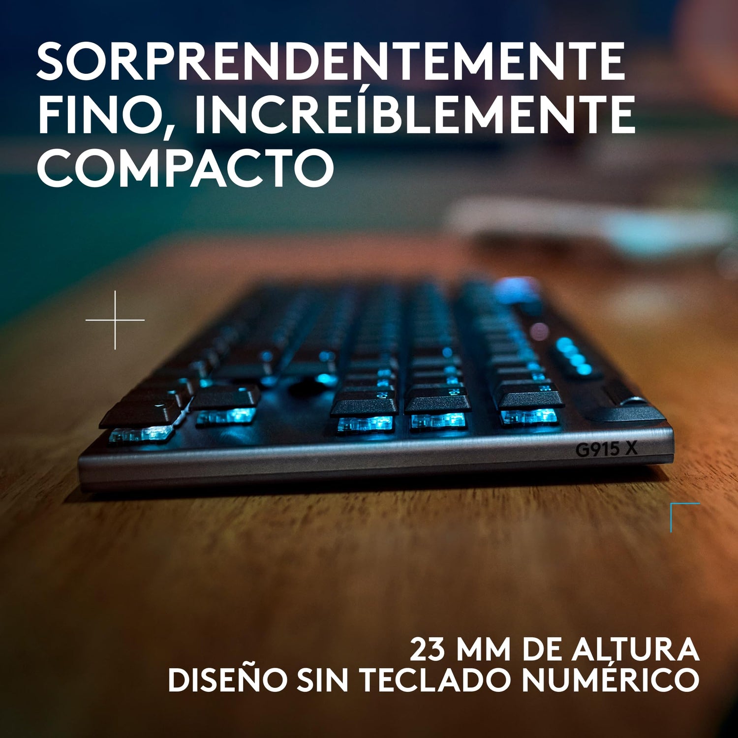 Logitech G G915 X LIGHTSPEED TKL, Teclado para gaming inalámbrico de perfil bajo, teclas de PBT de doble moldeado, elegante acabado aluminio, clic perceptible azul GL -PC/Mac, QWERTY US INT'L - Negro