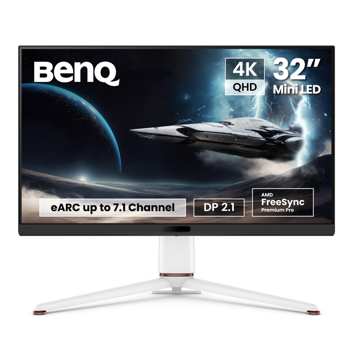Monitor para juegos BenQ MOBIUZ EX321UX de 32” con 1152 zonas Mini LED, 4K, eARC, 144Hz, 1ms, DP2.1, USB-C, HDMI 2.1,99% P3 y Adobe RGB, HDR 1000,Freesync Premium Pro,KVM, motor Pixsoul,control remoto