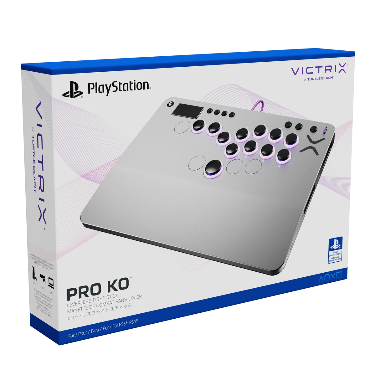 Turtle Beach Victrix Pro KO Leverless All Button Fight Stick for PlayStation 5, Officially Licensed PS5|PS4, Windows 10/11 PC, Customizable eSports Tournament Ready Controller, Gray