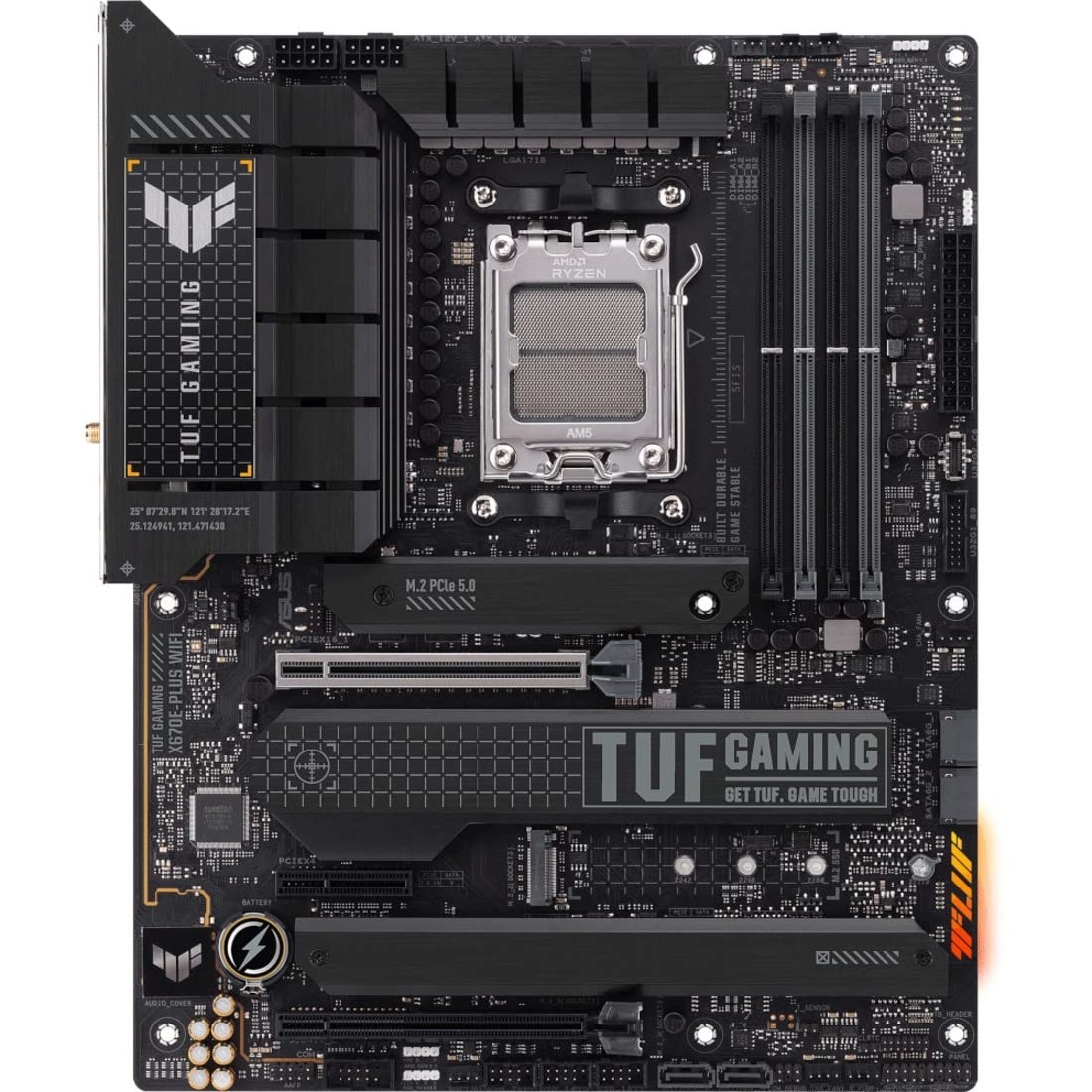 ASUS TUF Gaming X670E-PLUS WiFi 6E Socket AM5 (LGA 1718) Ryzen 7000 ATX Placa Base para Juegos (16 Niveles de Potencia, PCIe® 5.0, Memoria DDR5, Cuatro Ranuras M.2, LAN de 2.5 GB, USB 4, Aura RGB L,