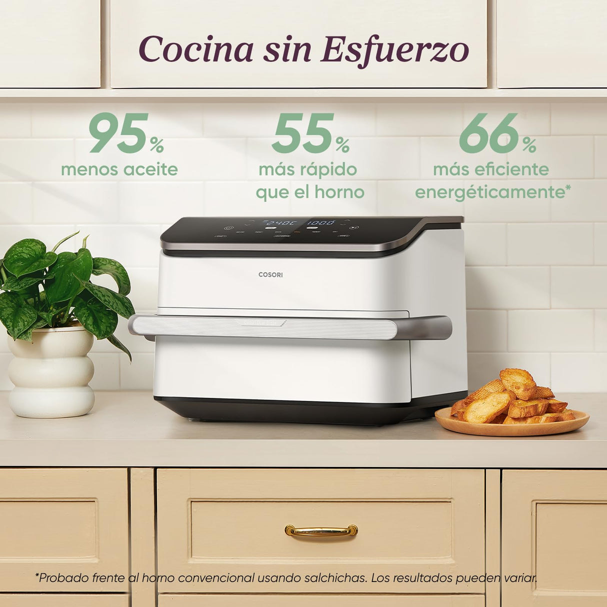 Cosori Freidora de Aire Grande-True Acero Inox-4 Resistencias Dual Blaze TwinFry 10โฏL-Flexible Doble Cesta Air Fryer 2800โฏW- Smart WIFI Controlโ 66โฏ% Eficiencia Energรฉtica-6 en 1-Mรกx 10 Personas