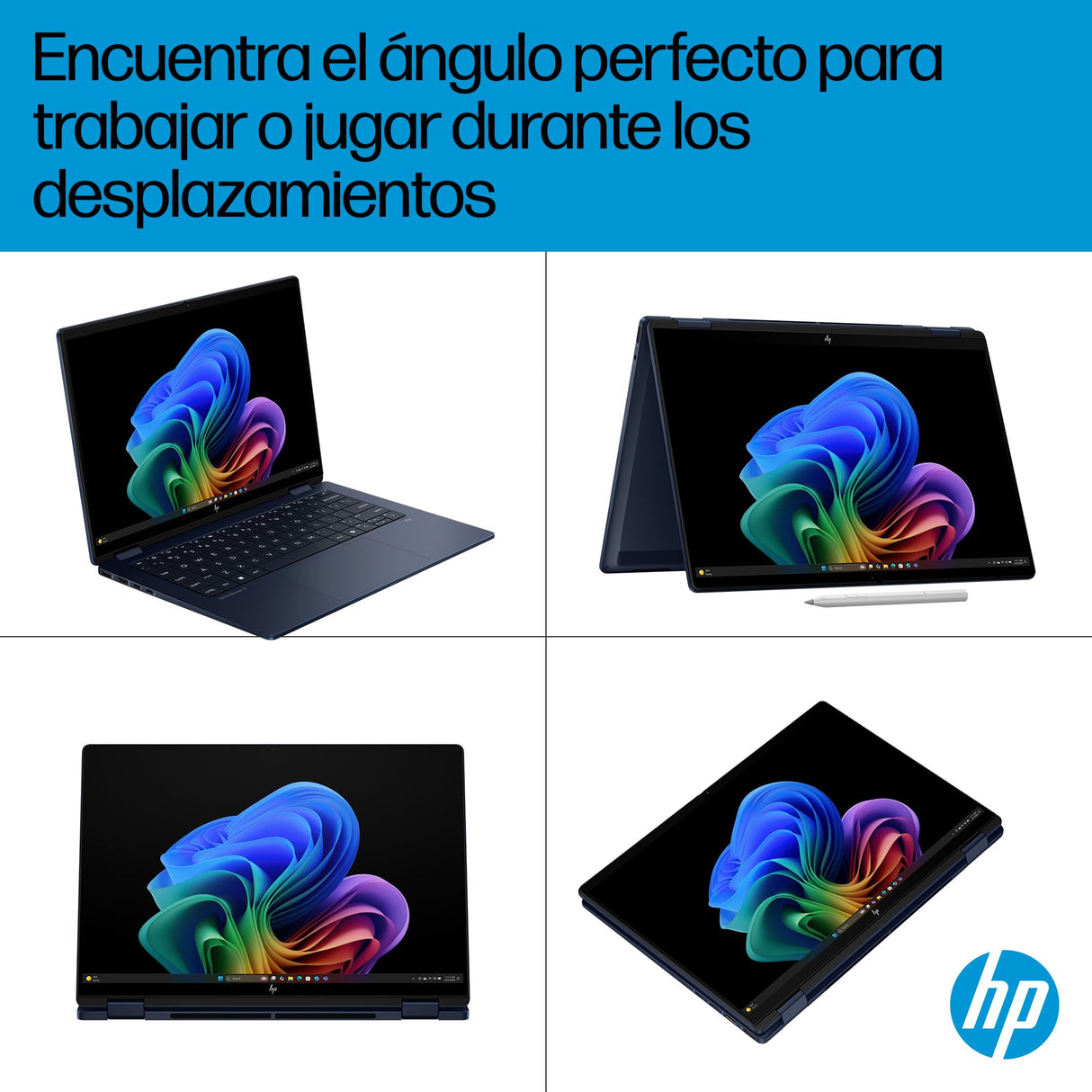 HP Omnibook X Flip - Ordenador portátil Convertible de 14" OLED 3K táctil (Intel Ultra 7-258V EVO, 32GB RAM, 1TB SSD, Intel ARC Graphics, Windows 11, WiFi 7) Silver- Teclado QWERTY Español