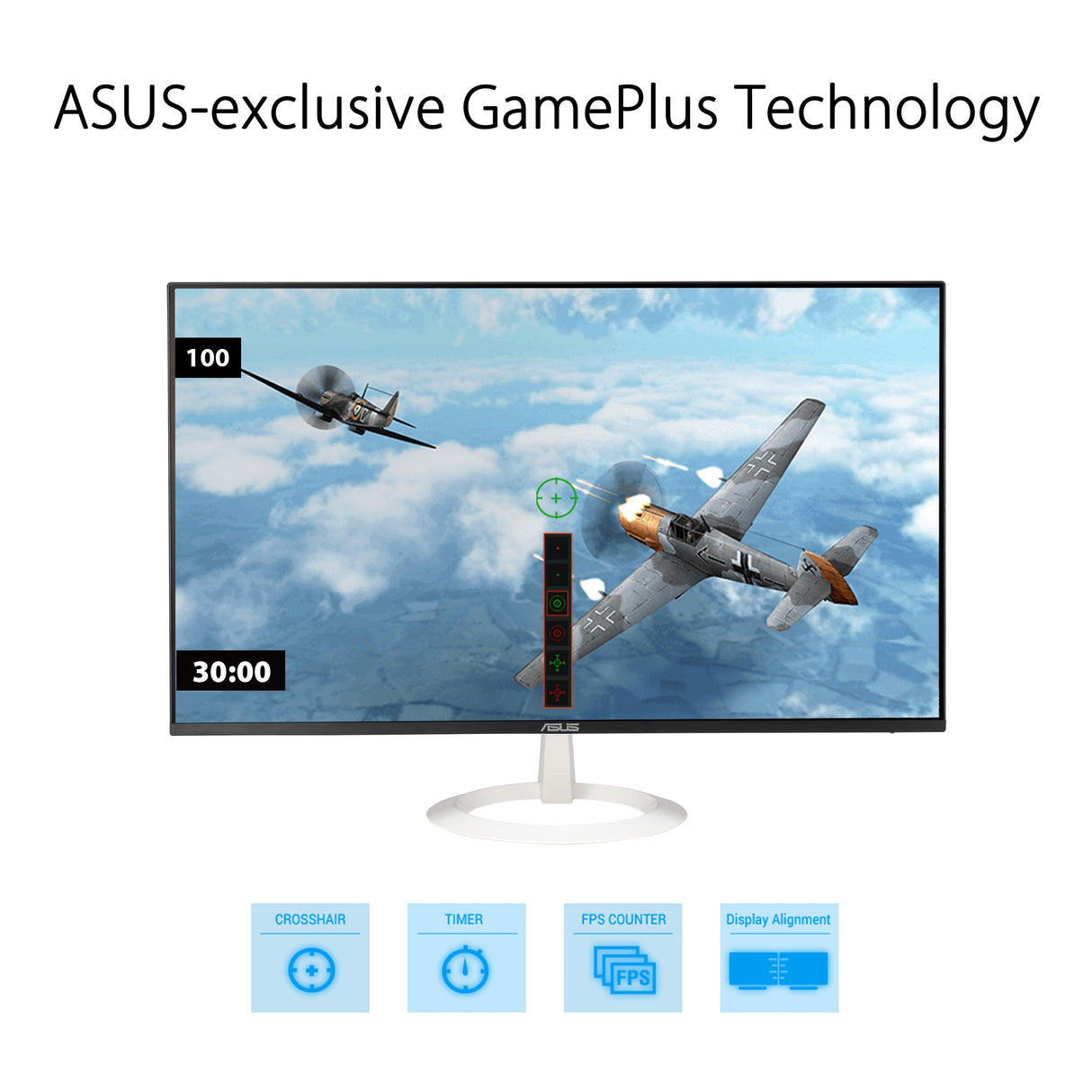 ASUS VZ27EHF-W Eye Care Monitor Gaming 27 pulgadas (IPS, Full HD, sin marcos, 100 Hz, sincronización adaptativa, 1 ms MPRT, HDMI, luz azul baja, sin parpadeos, montaje en pared)